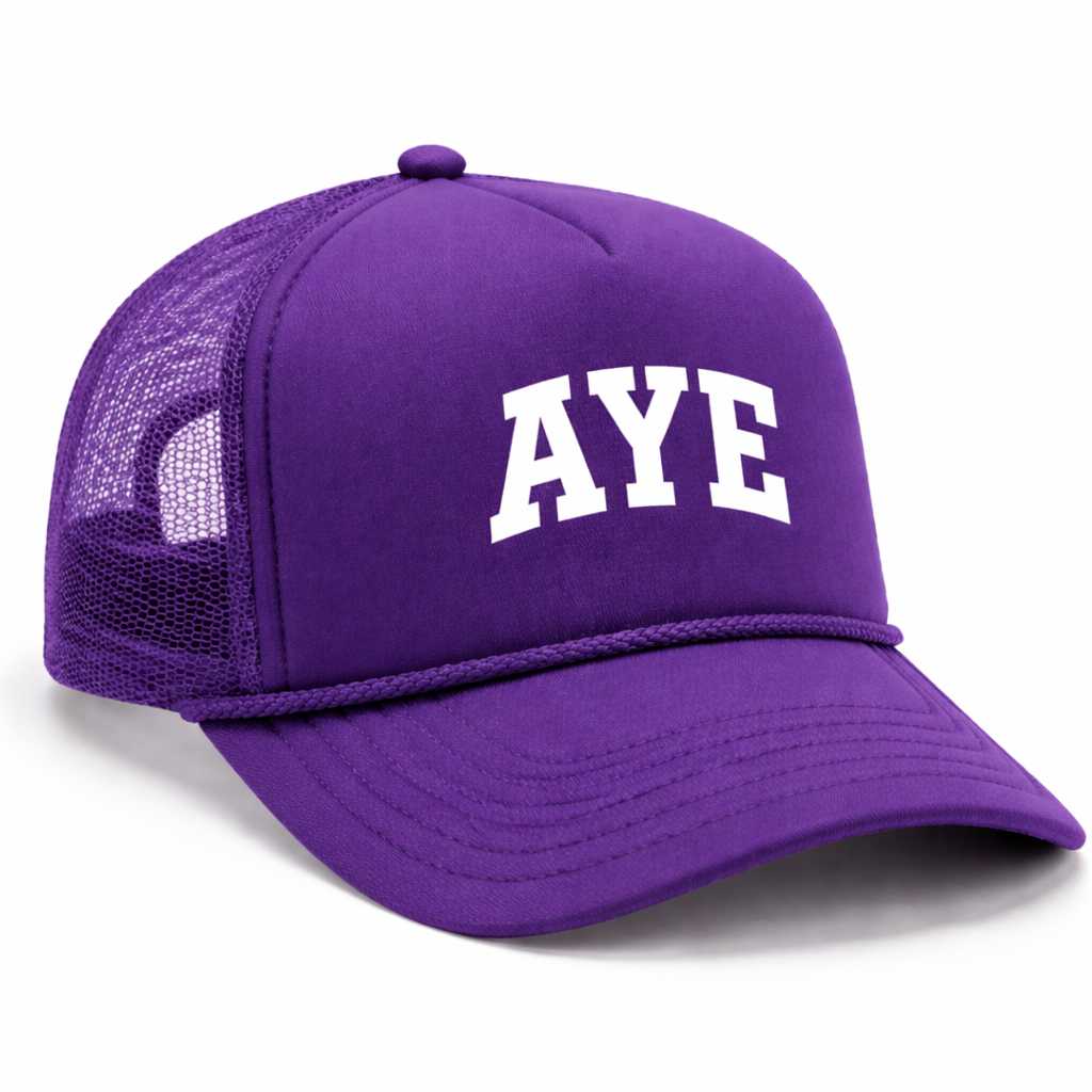 “AYE” VARSITY TRUCKER HAT